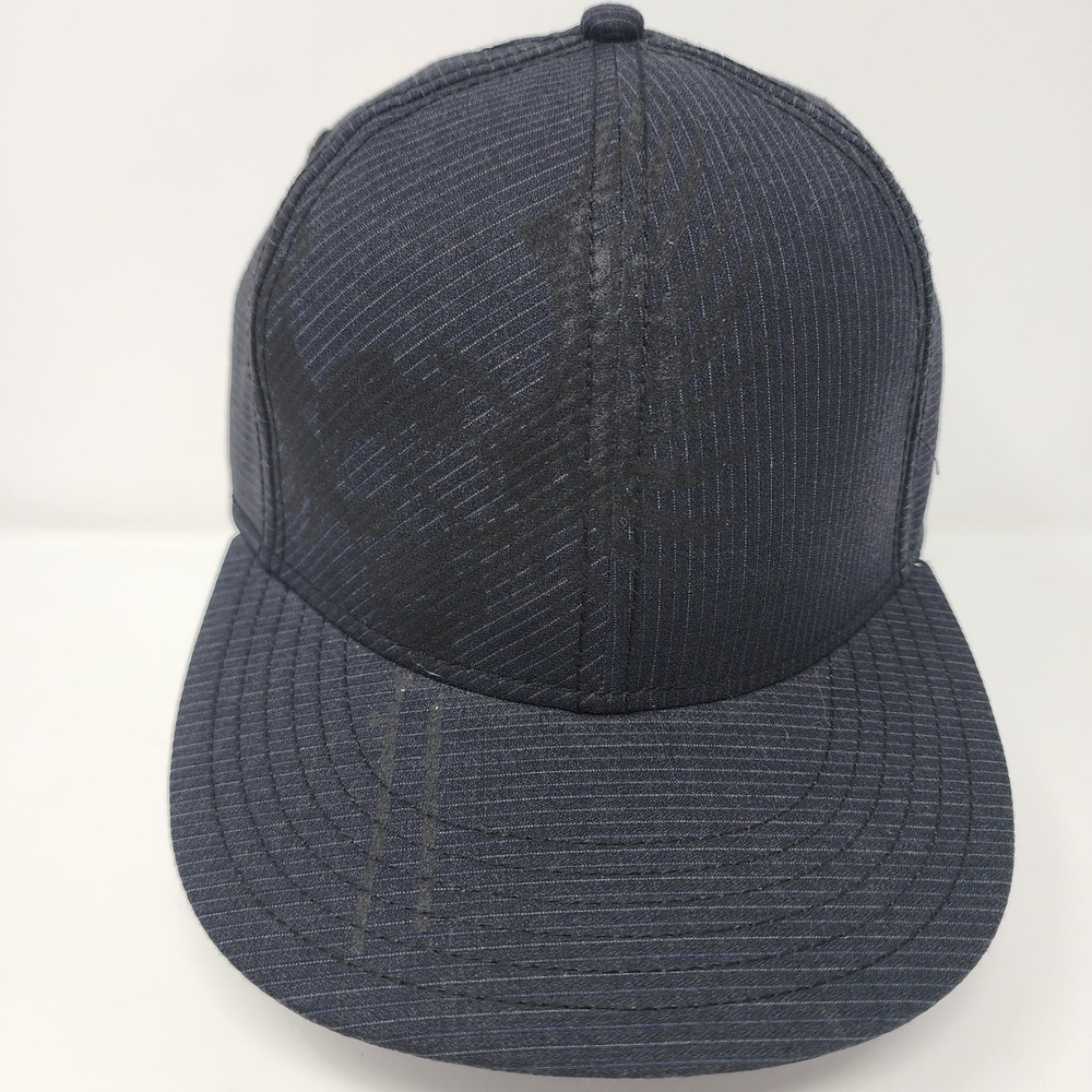 HYP Pinstripe Fitted Hat 58cm Flat Bill Streetwear Black HYM0320BT New